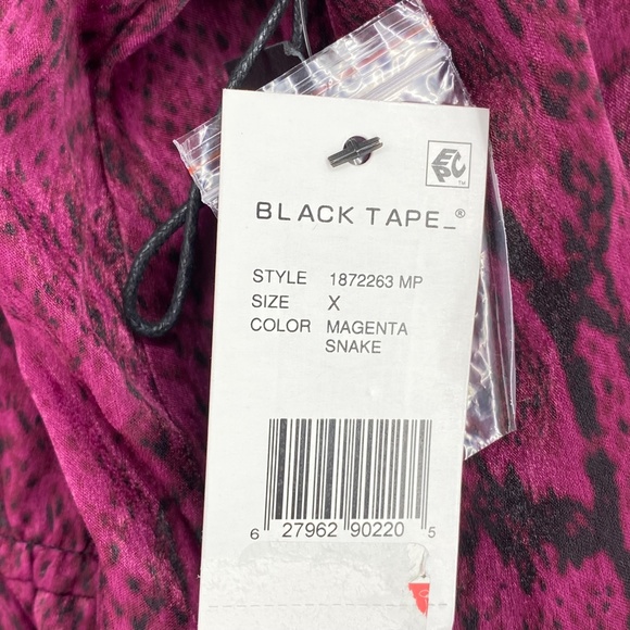 Black Tape Womens Plus Size X Ruffled Dress Magenta Snake Print Blouson Sleeve - Picture 7 of 12